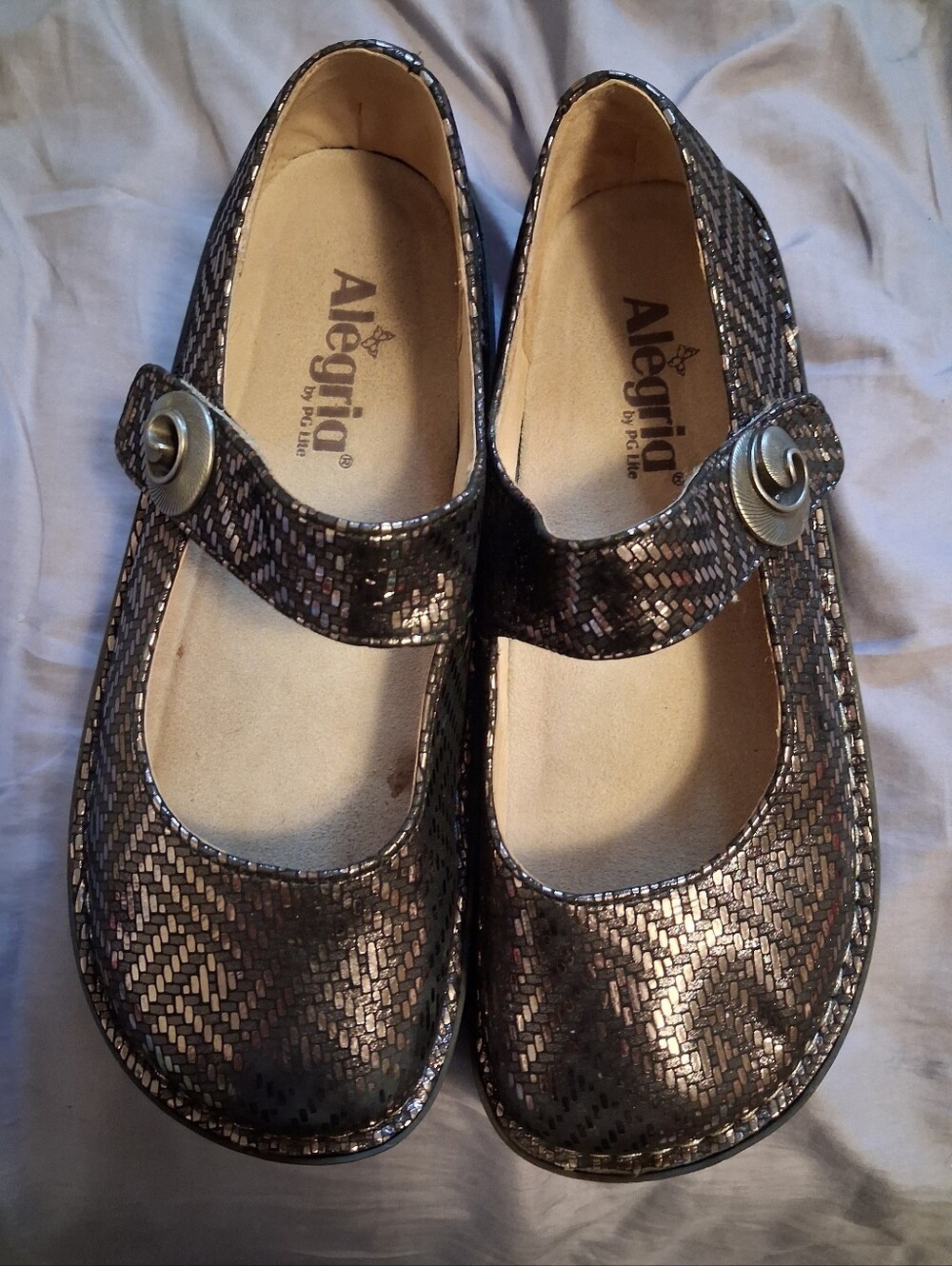 Alegria Paloma "Pewter Dazzler" Mary Janes